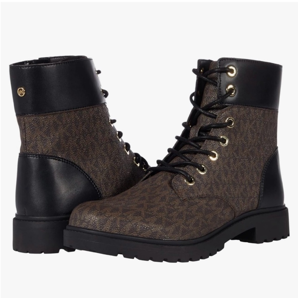 Michael Kors Brown and Black Lace-Up Boots